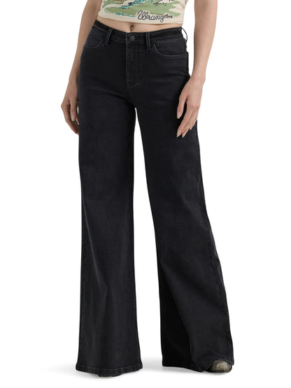 Wrangler Womens Wide Leg Flare Jean Carbon