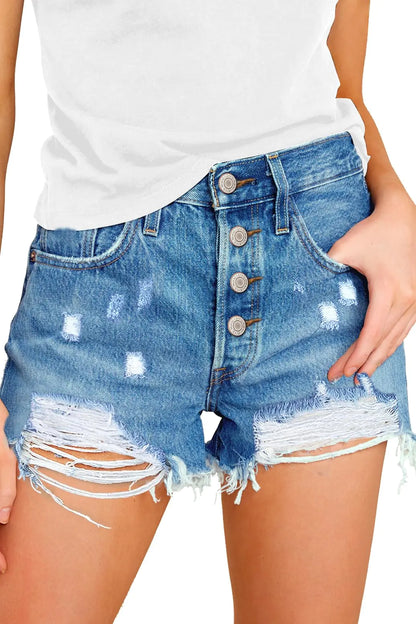 Syewan Denim Shorts for Women Womens Juniors Jean Shorts Hem Ripped Jean Shorts Hot Shorts High Waisted Shorts