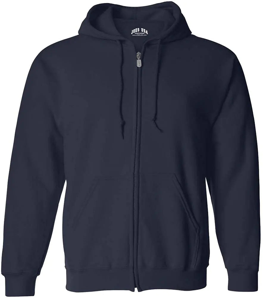 Joes USA Mens Full Zipper Hoodies - Hooded Sweatshirts Size L Navy