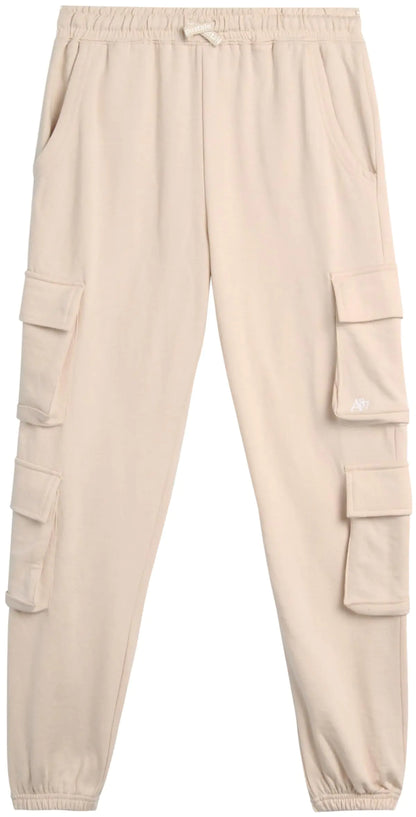 AEROPOSTALE Girls Pants - Casual Fleece Cargo Joggers with Adjustable Elastic Waistband - Baggy Cargo Pants for Girls (7-16) Size 7-8 Natural