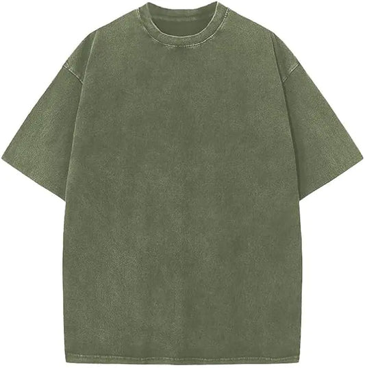 OSACOD Men Oversized T Shirts Cotton Tee Vintage Baggy Tops Unisex Wash Short Sleeves Casual Loose Streetwear Tops(ArmyGreen-XL)