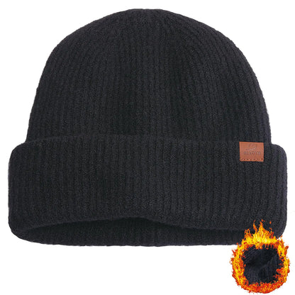 Black Beanie for Men Large Head Knitted Winter Hat for Women 2023 Warm Thick Womens Mens Gifts for Christmas Sleep Snowboarding Cap